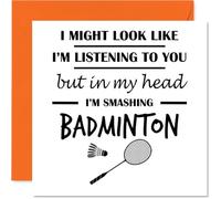 Badminton Birthday Card for Men Women - In my Head - Happy Birthday Card for Brother Sister Dad Son, 145mm Bday Greeting Cards