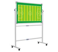 Badminton Coaching Blackboard， Magnetic Double Sided Tactics Board 100x70cm with Stand Wheels for 6 Sports(Football)