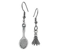 Badminton Earrings for Women - Shuttlecock Earring - Sports Lovers Jewelry - Asymmetric Earrings, M, Metal, No Gemstone