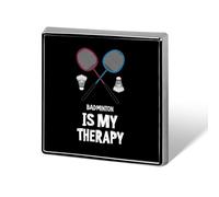 Badminton Is My Therapy Square Enamel Brooch Pin Button Badges Decoration Hat Clothing Bag Accessories Gift Crafts