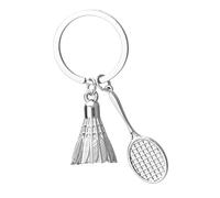 Badminton Keychain - Mini Shuttlekock Pendant for Home Keys | Zinc Alloy Frame with Nylon Mesh & Hook plus Racket Ornament for Backpacks, Bags and Gym Locker Identity
