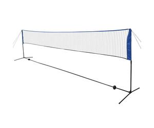 Badminton net Multicolour 600x155cm PE mesh Adjustable Lacquered Metal Frame Set