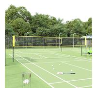 Badminton Net Yellow Black 600 x 155 cm PE Fabric Portable Foldable Freestanding with Pole Post Frame for Tennis Volleyball Outdoor Garden Leisure Family