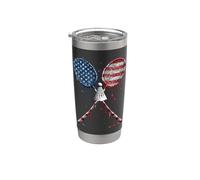 Badminton Player Team Coach American Flag USA Drip Graffiti Stainless Steel Insulated Tumbler