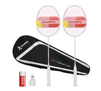 Badminton Racket,Badminton Racket Set,82 Gram Lightweight Carbon Fiber One-Piece Molded Durable Grade Racket,Including 2 Rackets,2 Nylon Shuttlecocks,And 1 Ball Bag (TCUMi-029-Pink)