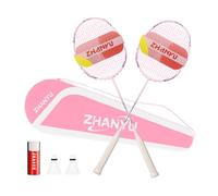 Badminton Racket,Badminton Racket Set,82 Gram Lightweight Carbon Fiber One-Piece Molded Durable Grade Racket,Including 2 Rackets,2 Nylon Badminton,And 1 Ball Bag(021-pink)
