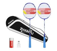 Badminton Racket,Badminton Racket Set,82 Gram Lightweight Carbon Fiber One-Piece Molded Durable Grade Racket,Including 2 Rackets,2 Nylon Badminton,And 1 Ball Bag(Blue)