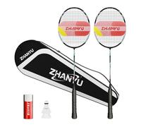 Badminton Racket,Badminton Racket Set,82 Gram Lightweight Carbon Fiber One-Piece Molded Durable Grade Racket,Including 2 Rackets,2 Nylon Badminton,And 1 Ball Bag(Black)
