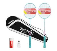 Badminton Racket,Badminton Racket Set,82 Gram Lightweight Carbon Fiber One-Piece Molded Durable Grade Racket,Including 2 Rackets,2 Nylon Badminton,And 1 Ball Bag(Green)