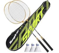 Badminton Racket Set - Carbon Fiber Racket Combo, Lightweight Grip Bat Pair | Tournament Play Net Game Kit, Shuttlecock Bag Bundle, Pro Training Equipment Pack, Youth Adult Sports Gear