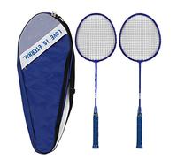 Badminton Racket Set, Lightweight Iron Alloy Double Racquet, Blue 25.8 Inch - Comfortable Grip, Durable Frame, Ideal for Beginner Training