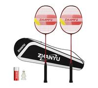 Badminton Rackets,Badminton Racket Set,82 Gram Lightweight Carbon Fiber One-Piece Molded Durable Professional Grade Racket,Including 2 Rackets,2 Shuttlecocks,And 1 Ball Bag (001B Red)