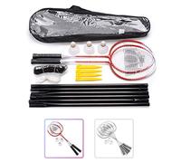 Badminton Rackets Set 2 or 4 Person Badminton Set with Net for Garden Easy Setup Badminton Set for Adult Kids Children Family with 3 shuttercocks (2 rackets, Red)