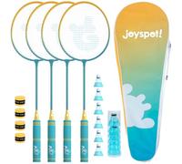 Badminton Rackets Set of 4 for Outdoor Backyard Games,Including 4 Rackets, 6 Nylon Shuttlecocks, 4 Replacement Grip Tapes and 1 Carrying Bag, Lightweight Badminton Racquets for Kids Adults Beginners