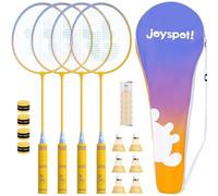 Badminton Rackets Set of 4 for Outdoor Backyard Games,Including 4 Rackets, 6 Nylon Shuttlecocks, 4 Replacement Grip Tapes and 1 Carrying Bag, Lightweight Badminton Racquets for Kids Adults Beginners