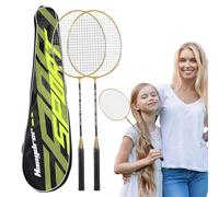 Badminton Racquet Set - Adult Sports Gear, Comfortable Grip Handles | Durable 2pcs Equipment Outdoor Backyard Matches Indoor Gym Activities, Sweat Absorbent Handle Ideal for Long Practice Sessionn