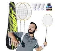 Badminton Racquet Set - Adult Sports Gear, Comfortable Grip Handles | Durable 2pcs Equipment Outdoor Backyard Matches Indoor Gym Activities, Sweat Absorbent Handle Ideal for Long Practice Sessionn