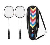 Badminton Racquets Set, Lightweight Iron Alloy Double Rackets with Storage Bag, 25.6 Inch Black - Durable Construction, Enhanced Sweet Spot, Perfect for 2 Players