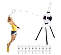 Badminton Serving Machine, Badminton Training Machine with 18 Shuttlecocks, Automatic Shuttlecock Launcher, Pitching Machine Set for Indoor Outdoor Game Training（Batteries and Adapters not Included)