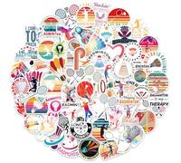 Badminton Stickers 60 Pack for Water Bottles & Laptops, Waterproof Vinyl Decals (5-6 cm) with Shuttlecock & Racket Sports Designs for Kids Teens Adults, Scrapbook Suitcase Skateboard