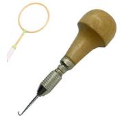Badminton String Tuler - Racket Threading Tool with Wooden Handle | Tennis Repair Pliers | Convenient Press Hook for Easy Maintenance, Alignment