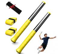 Badminton Swing Trainer, 11.8" Adjustable Intensity Badminton Trainer, Stainless Steel Non-Slip Handle for Strength, Precision Practice Indoor Outdoor Workout (Yellow *2)