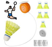 Badminton Training Tool, Self Practice Trainer Aid, Badminton Training Kit Practice Equipment, Self-Study Stretch Badminton Rebound Device Elastic Badminton Trainer Set (6 Balls without racket)