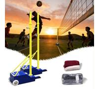 Badminton Volleyball Net Set with Adjustable Height 5-6.9ft, 2-in-1 Portable Sports Net System with Wheel Base for Backyard and Outdoor Games