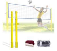 Badminton/Volleyball Poles for Backyard, Adjustable Height, Ground Inserted Steel Volleyball Pole Set with Embedded Part, for Kids, Adults,Outdoor & Indoor