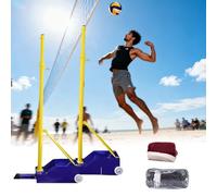 Badminton/Volleyball Poles for Backyard, Volleyball Training Set with Wheels, Adjustable Height with Quick-Fix System & PU Wheels, Multi-Sport Use for Badminton/Tennis