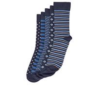 BadRhino 5 Pack Blue Stripe & Spot Print Ankle Socks - Men's - Plus Size Curve