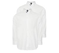 BadRhino Big & Tall 2 Pack Long Sleeve Poplin Shirts - Men's - Plus Size Curve White