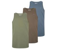 BadRhino Big & Tall 3 Pack Blue/Green/Brown Extra Long Plain Vest Top - Men's - Plus Size Curve