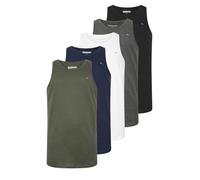 BadRhino Big & Tall 5 Pack Black/White/Blue/Black/Grey Vest Tops - Men's - Plus Size Curve