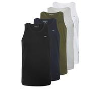 BadRhino Big & Tall 5 Pack Grey/Green/White/Navy/Black Extra Long Plain Vest Top - Men's - Plus Size Curve