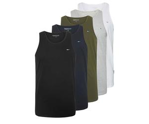BadRhino Big & Tall 5 Pack Grey/Green/White/Navy/Black Extra Long Plain Vest Top - Men's - Plus Size Curve