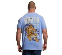 BadRhino Big & Tall Acid Wash Kyoto Tiger Graphic T-Shirt - Men's - Plus Size Curve Blue