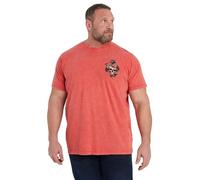 BadRhino Big & Tall Acid Wash Skull & Snake Graphic T-Shirt - Men's - Plus Size Curve Red