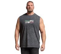BadRhino Big & Tall Black Acid Wash 'Castrol' Graphic Vest - Men's - Plus Size Curve
