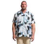 BadRhino Big & Tall Blue Abstract Print Peached Short Sleeve Revere Collar Shirt - Men's - Plus Size Curve