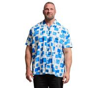 BadRhino Big & Tall Blue Abstract Print Peached Short Sleeve Revere Collar Shirt - Men's - Plus Size Curve