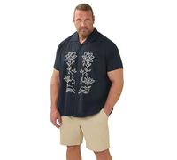 BadRhino Big & Tall Blue Floral Embroidered Shirt - Men's - Plus Size Curve