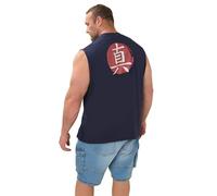 BadRhino Big & Tall Blue Japanese Graphic Print Vest Top - Men's - Plus Size Curve