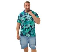 BadRhino Big & Tall Blue Leaf Print Polo Shirt - Men's - Plus Size Curve