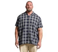BadRhino Big & Tall Blue Textured Check Print Shirt - Men's - Plus Size Curve
