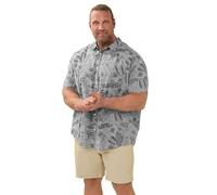 BadRhino Big & Tall Chambray Tonal Leaf Print Shirt - Men's - Plus Size Curve Grey