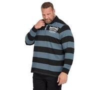 BadRhino Big & Tall 'Detroit' Print Stripe Rugby Polo Shirt - Men's - Plus Size Curve Blue