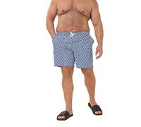 BadRhino Big & Tall Geometric Print Swim Shorts - Men's - Plus Size Curve Blue