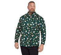 BadRhino Big & Tall Green Santa Print Shirt - Men's - Plus Size Curve