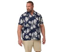 BadRhino Big & Tall Grey & Blue Leaf Print Shirt - Men's - Plus Size Curve